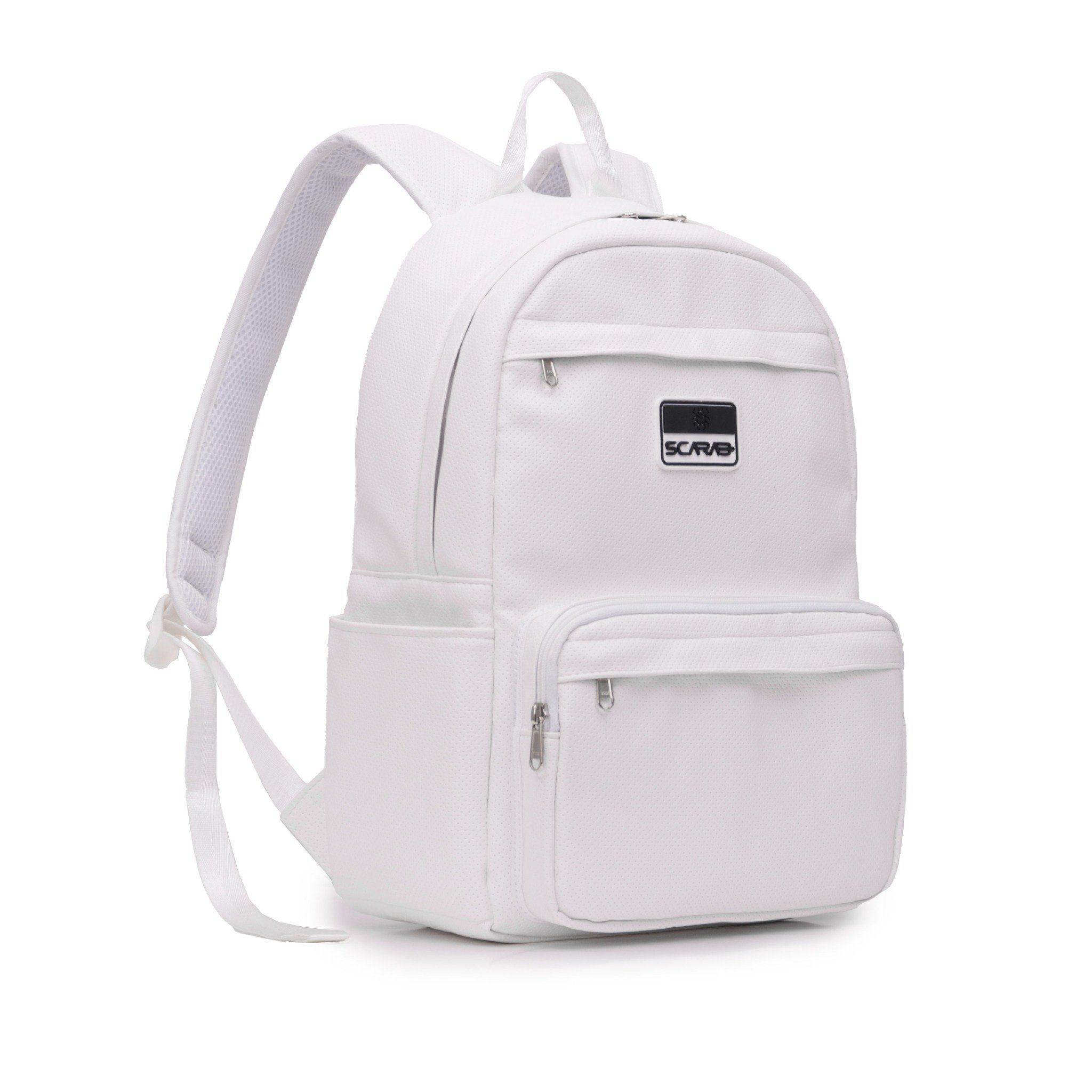  Multi Leather Backpack - White Dot 