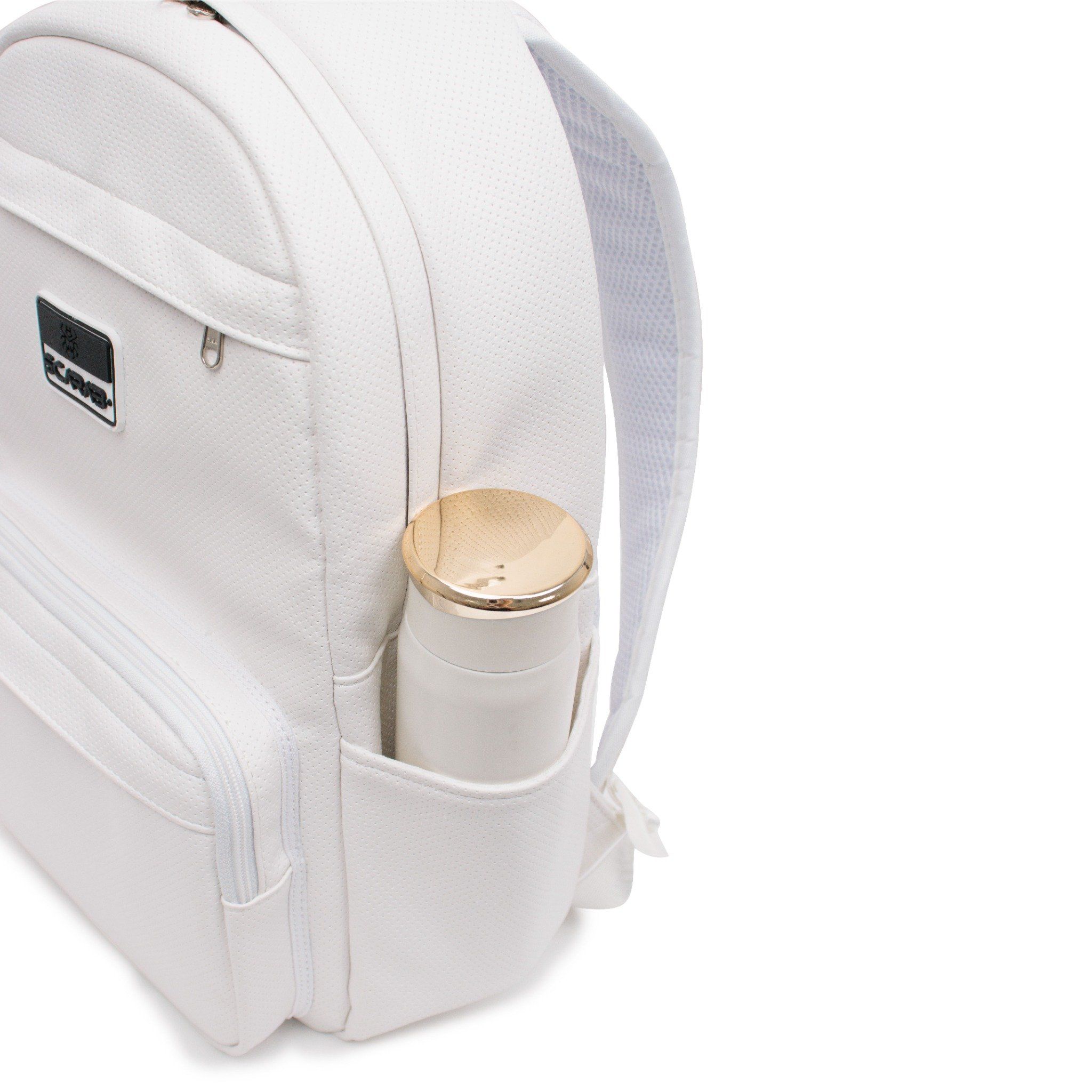  Multi Leather Backpack - White Dot 