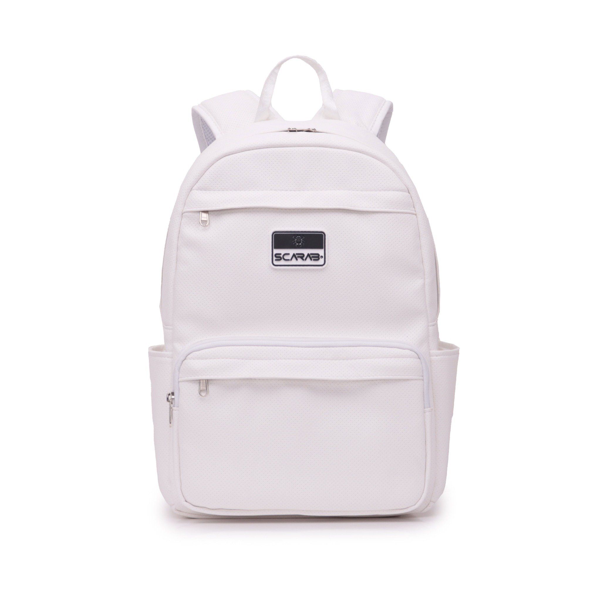  Multi Leather Backpack - White Dot 