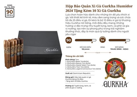 Hộp Bảo Quản Xì Gà Gurkha Humidor 2024 Tặng Kèm 10 Xì Gà Gurkha Cao Cấp