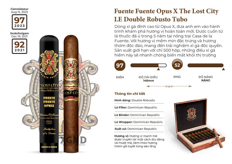Cigar Fuente Fuente Opus X The Lost City LE Double Robusto Tubo