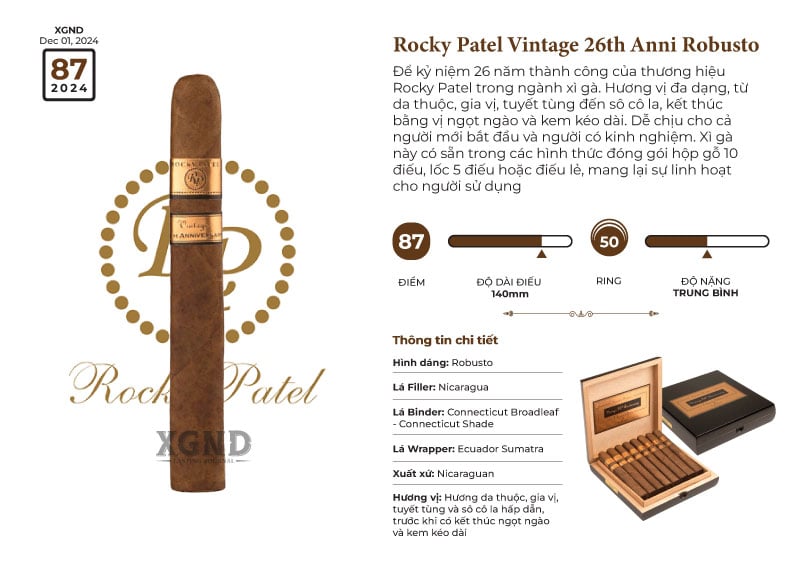 Cigar Rocky Patel Vintage 26th Anniversary Robusto - Xì Gà Chính Hãng
