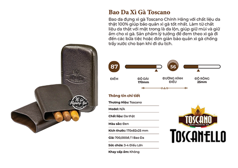 Bao Da Đựng Xì Gà Du Lịch Toscano - Phụ Kiện Bảo Quản Xì Gà Giá Rẻ