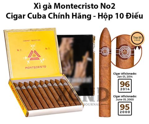 Cigar Cuba Montecristo No 2 - Xì Gà Cuba Chính Hãng - Hộp 10 Điếu