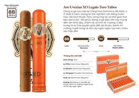 Cigar Avo Uvezian XO Legato Toro Tubos - Xì Gà Chính Hãng