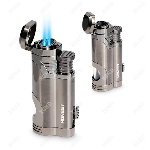 Bật Lửa Khò Xì Gà 2 Tia Honest Có Đục - Phụ Kiện Xì Gà Chuyên Dụng