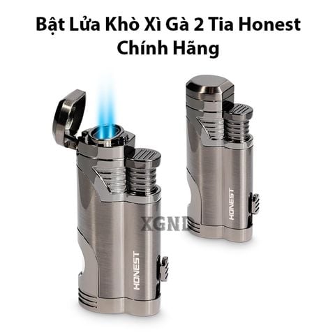 Bật Lửa Khò Xì Gà 2 Tia Honest Có Đục - Phụ Kiện Xì Gà Chuyên Dụng