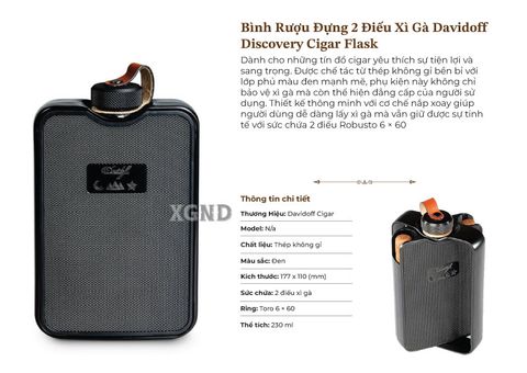 Bình Rượu Đựng 2 Điếu Xì Gà Davidoff Discovery Cigar Flask Chính Hãng