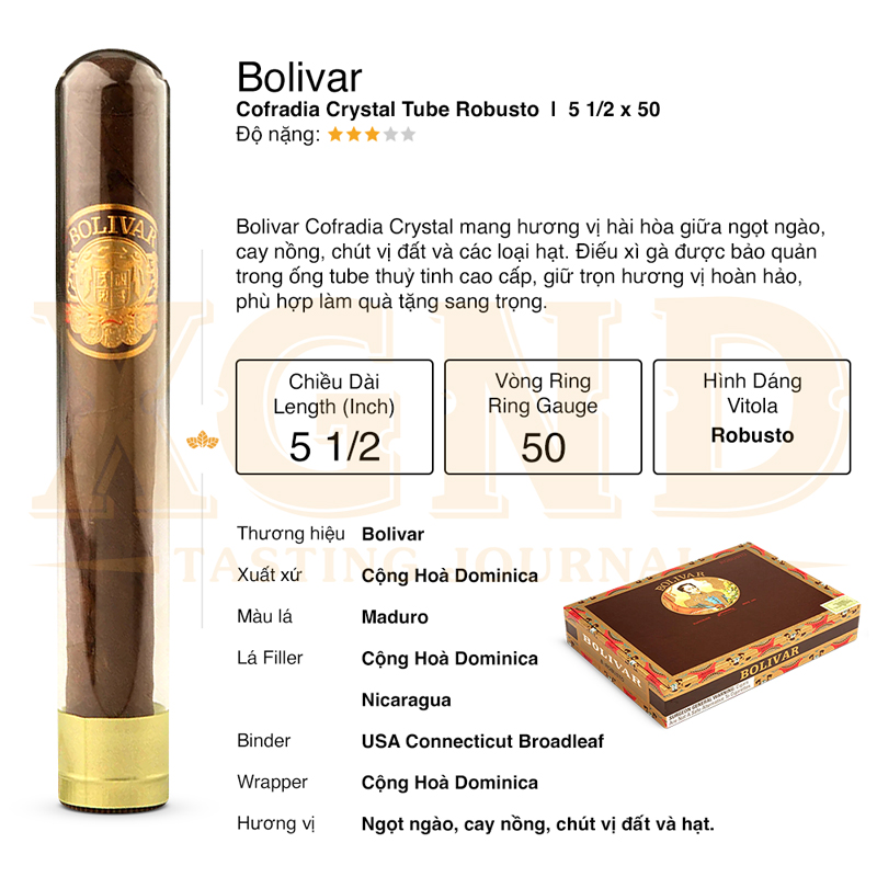 Cigar Bolivar Cofradia Crystal Tube - Xì Gà Chính Hãng