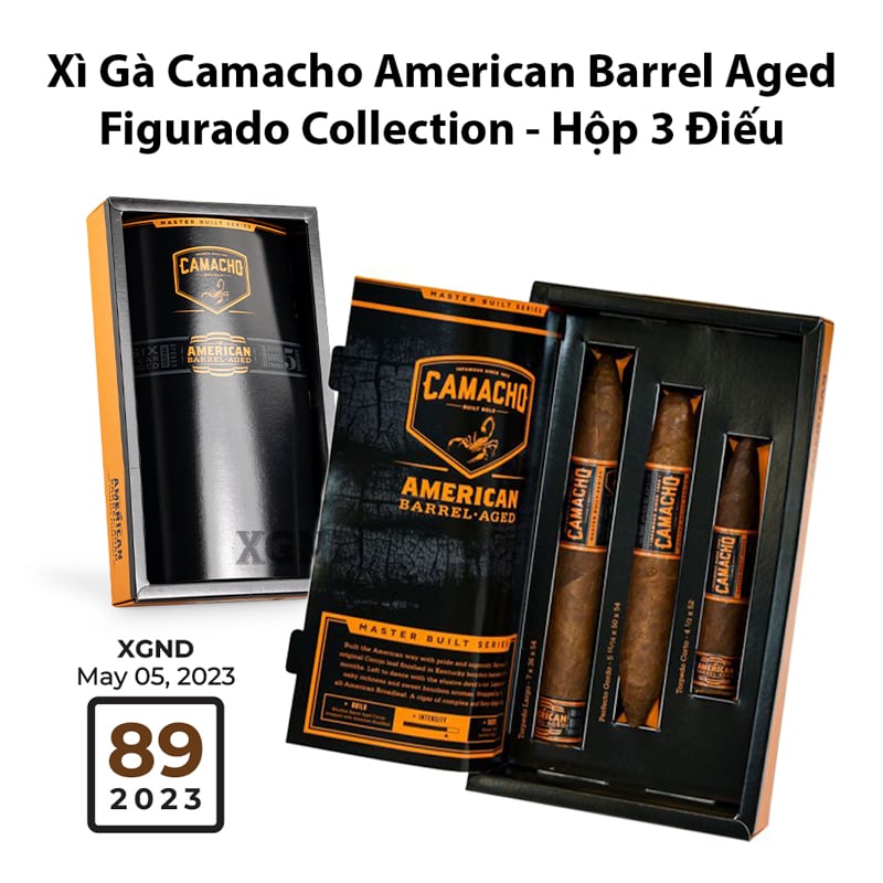 Cigar Camacho American Barrel Aged Figurado Assortment - Hộp 3 Điếu Xì Gà Chính Hãng