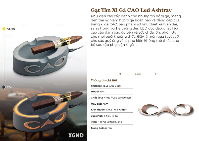 Gạt Tàn Xì Gà CAO Led Ashtray Chính Hãng