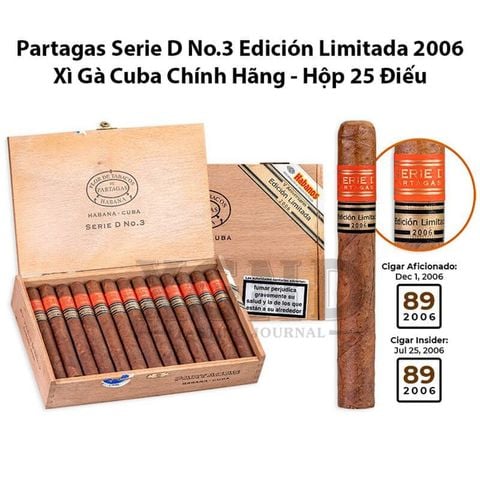 Cigar Cuba Partagas Serie D No 3 Edicion Limitada 2006 -  Xì Gà Cuba Chính Hãng - Hộp 25 Điếu