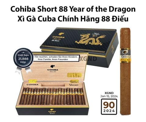Cigar Cohiba Short 88 Year of the Dragon - Xì Gà Cuba Chính Hãng 88 Điếu