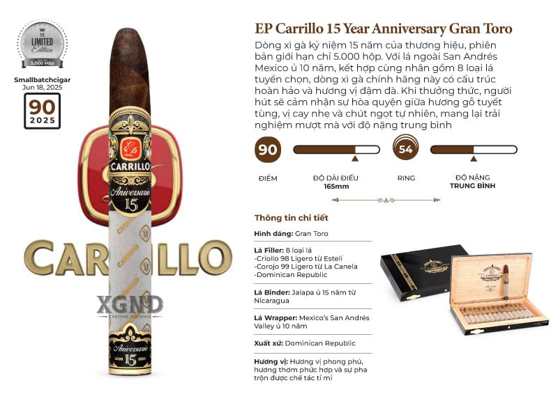 Cigar EP Carrillo 15 Year Anniversary Gran Toro