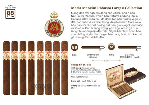 Combo 8 Điếu Cigar Maria Mancini Robusto Larga Collection - Xì Gà Chính Hãng