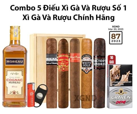 Combo 5 Điếu Xì Gà Và Rượu Số 1 - Xì Gà Và Rượu Chính Hãng