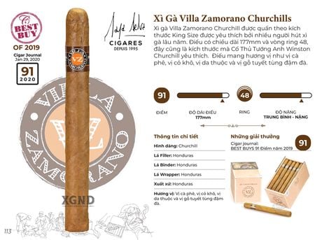 Cigar Villa Zamorano Churchill - Xì Gà Honduras Chính Hãng