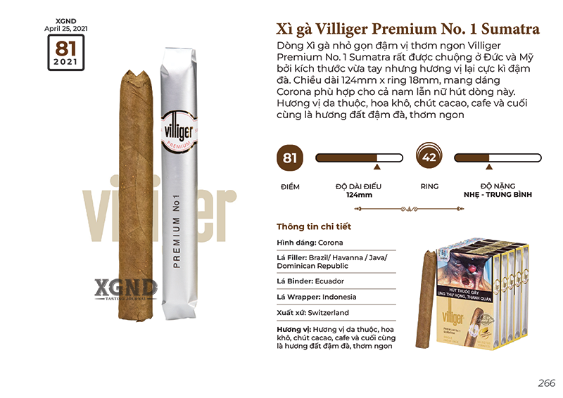 Cigar Villiger Premium No 1 Sumatra - Xì Gà Mini Chính Hãng