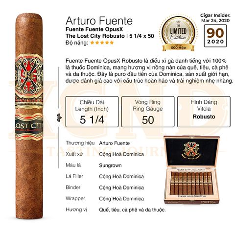 Cigar Fuente Fuente Opus X The Lost City Limited Robusto Chính Hãng