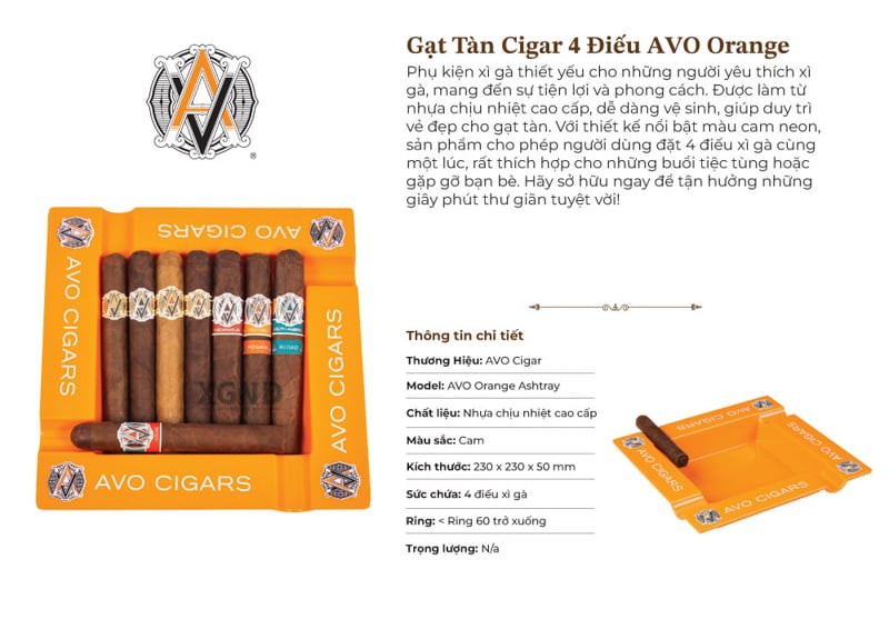 Gạt Tàn Cigar 4 Điếu AVO Orange Ashtray