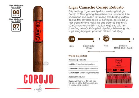 Cigar Camacho Corojo Robusto - Xì Gà Honduras Chính Hãng