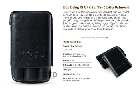 Hộp Đựng Xì Gà Cầm Tay 3 Điếu Balmoral Bằng Da - Phụ Kiện Xì Gà