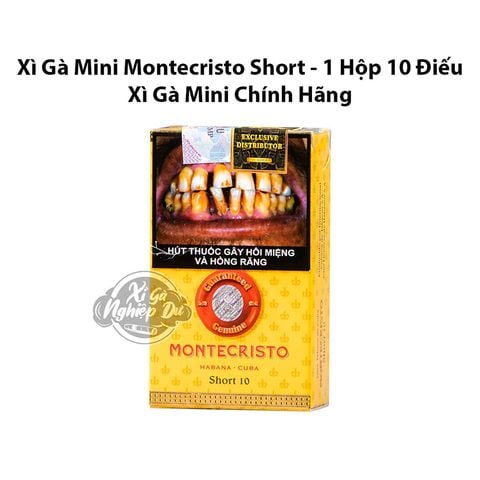Cigar Montecristo Short 10 - Xì gà Cuba Mini Chính Hãng - Hộp 10 Điếu