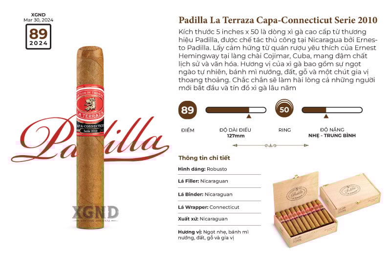 Cigar Padilla La Terraza Capa-Connecticut Serie 2010 - Xì Gà Chính Hãng