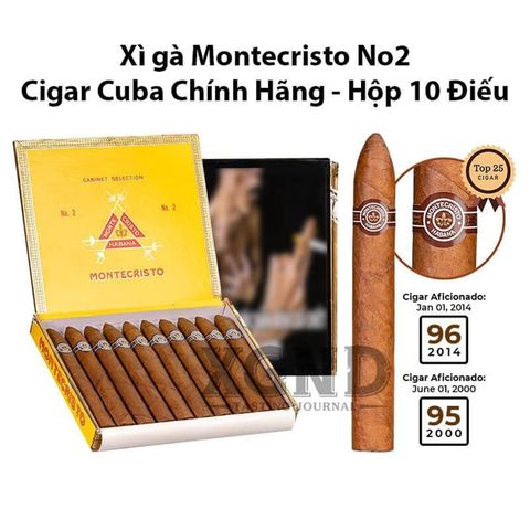 Cigar Cuba Montecristo No 2 - Xì Gà Cuba Chính Hãng - Hộp 10 Điếu