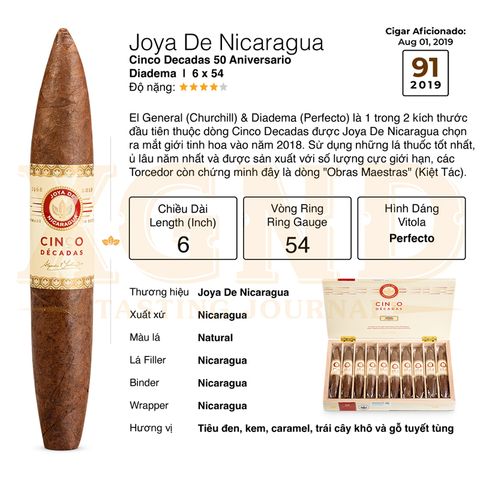 Cigar Joya De Nicaragua Cinco Decadas 50 Aniversario Diadema - Xì Gà Chính Hãng