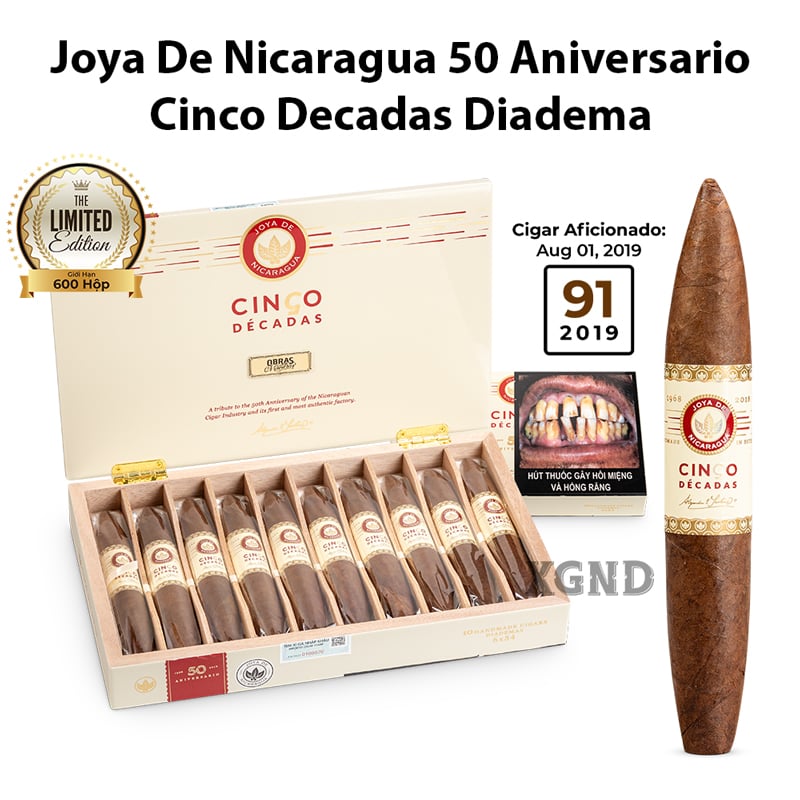 Cigar Joya De Nicaragua Cinco Decadas 50 Aniversario Diadema - Xì Gà Chính Hãng