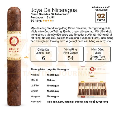 Cigar Joya De Nicaragua Cinco Decadas 50 Aniversario Fundador - Xì Gà Chính Hãng