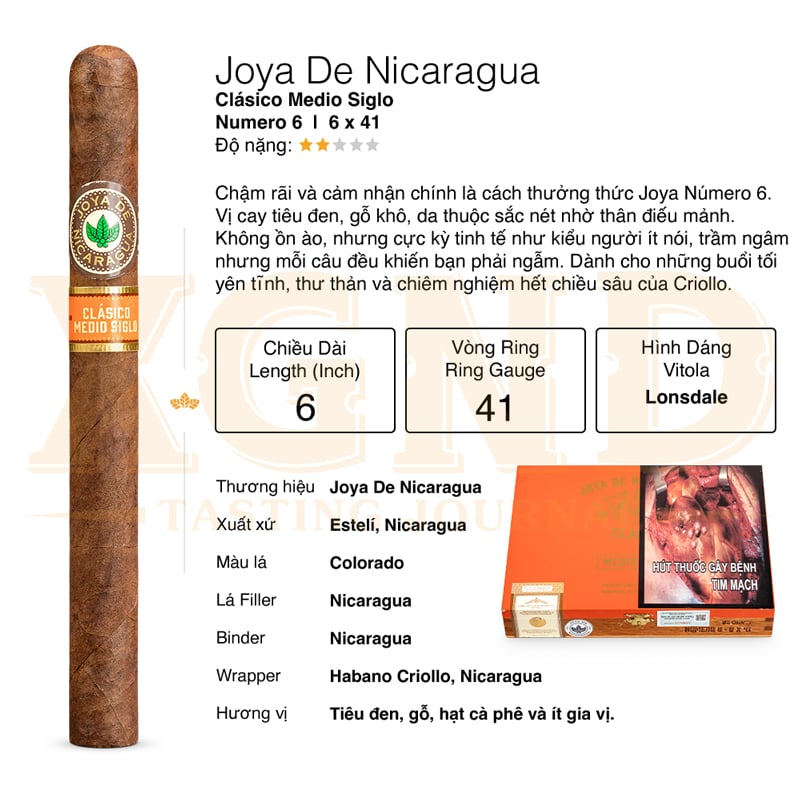 Joya De Nicaragua Clasico Medio Siglo Numero 6