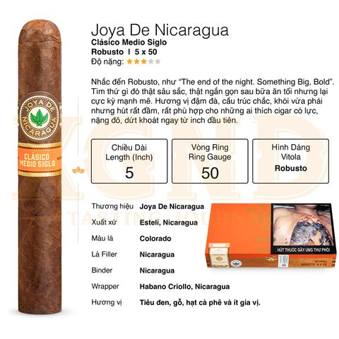 Cigar Joya De Nicaragua Clasico Medio Siglo Robusto - Xì Gà Chính Hãng