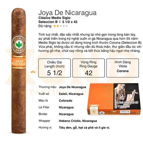 Cigar Joya De Nicaragua Clasico Medio Siglo Seleccion B - Xì Gà Chính Hãng