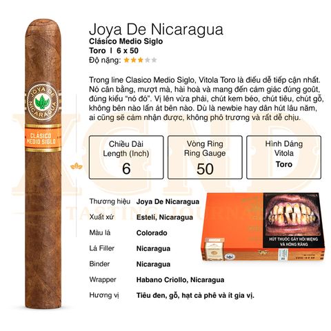 Cigar Joya De Nicaragua Clasico Medio Siglo Toro - Xì Gà Chính Hãng