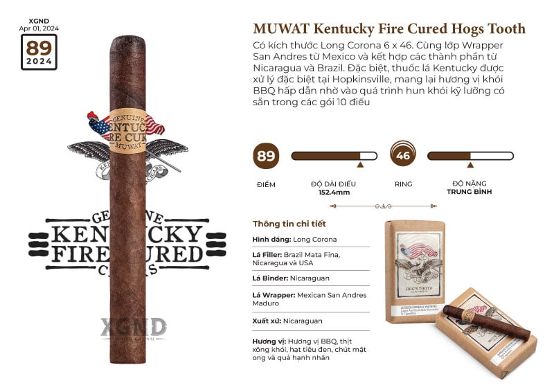 Cigar MUWAT Kentucky Fire Cured Hogs Tooth - Xì Gà Chính Hãng