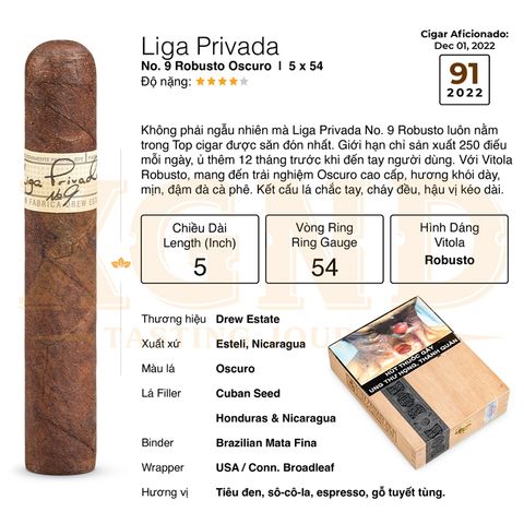 Cigar Liga Privada No 9 Robusto Oscuro - Xì Gà Chính Hãng