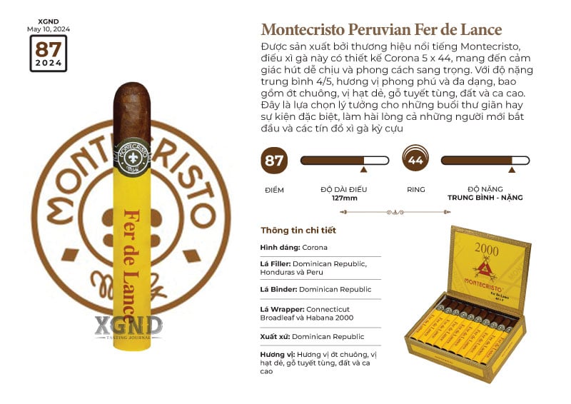 Cigar Montecristo Peruvian Fer de Lance - Xì Gà Chính Hãng
