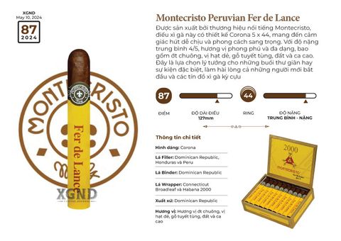 Cigar Montecristo Peruvian Fer de Lance - Xì Gà Chính Hãng