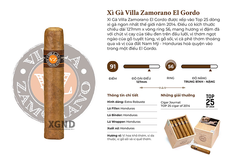 Cigar Villa Zamorano El Gordo - Xì gà Honduras Chính hãng