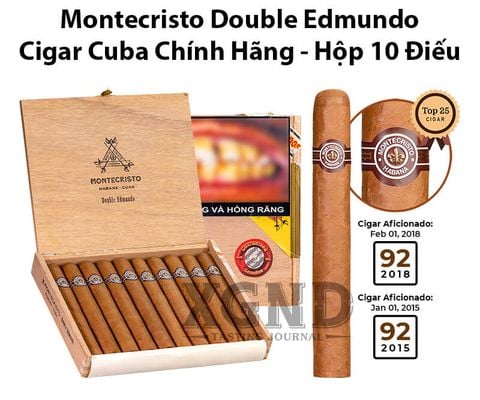 Cigar Cuba Montecristo Double Edmundo - Xì Gà Cuba Chính Hãng - Hộp 10 Điếu