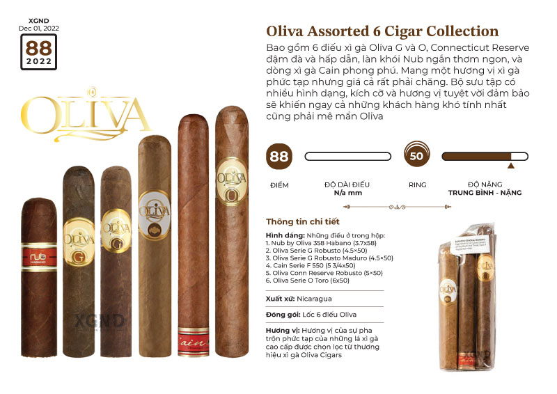 Cigar Oliva Assorted 6 Cigar Collection - Lốc 6 Điếu Xì Gà Chính Hãng