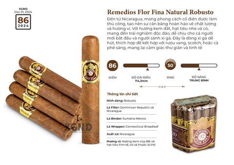 Cigar Remedios Flor Fina Natural Robusto - Xì Gà Chính Hãng