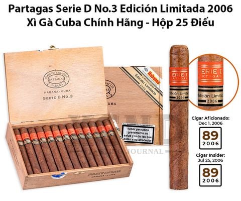 Cigar Cuba Partagas Serie D No 3 Edicion Limitada 2006 -  Xì Gà Cuba Chính Hãng - Hộp 25 Điếu