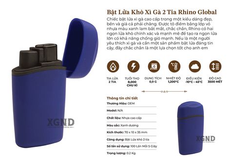 Bật Lửa Khò Xì Gà 2 Tia Rhino Global - Phụ Kiện Xì Gà Chính Hãng