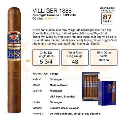 Cigar Villiger 1888 Nicaragua Coronita - Xì Gà Chính Hãng