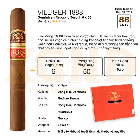 Cigar Villiger 1888 Toro - Xì Gà Dominica Chính Hãng