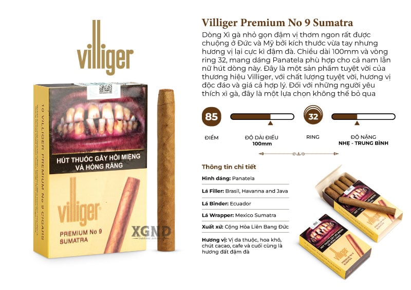 Cigar Villiger Premium No 9 Sumatra - Xì Gà Đức Chính Hãng