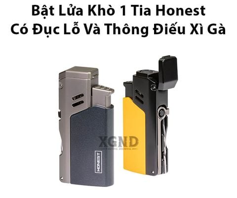 Bật Lửa Khò Honest 1 Tia Có Đục Và Thông Điếu - Phụ Kiện Xì Gà